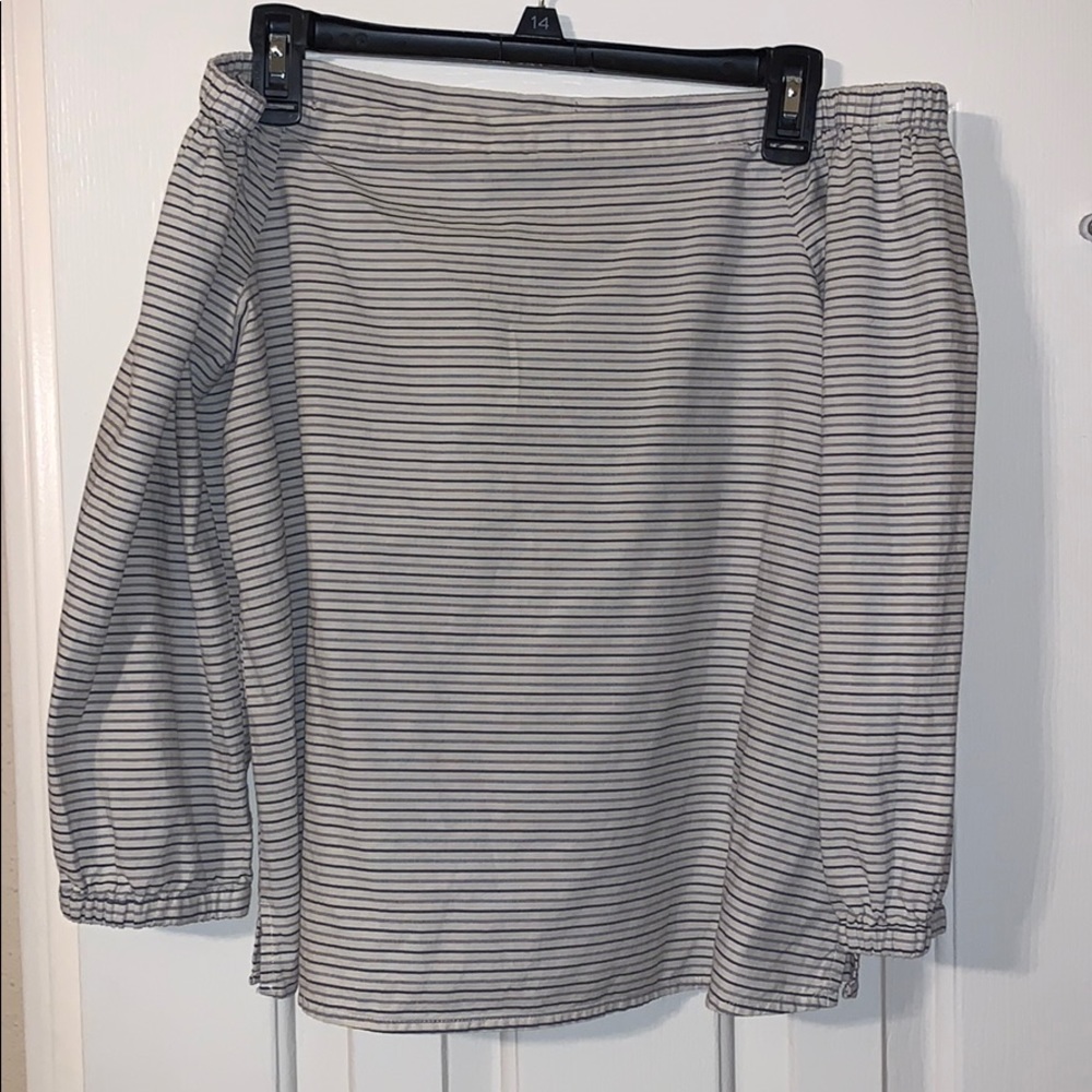 Madewell off the shoulder striped shirt